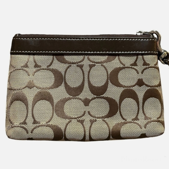 Coach Signature C Beige Wristlet -  7" L x 4.75" H x 1.25" D - Picture 4 of 9